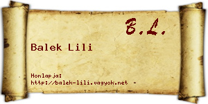 Balek Lili névjegykártya